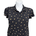 Adrianna Papell  Polka Dot Blouse Women’s Large Black Flutter Sleeve Top Photo 1