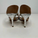 Pour La Victoire  Silver Crocodile Slip-On Open Toe Heels Size 6 Photo 11