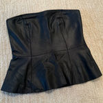 AQUA  Black Leather Strapless bustier Top Photo 0