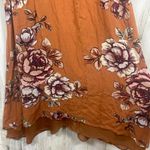 Miss Me Rust Orange Floral Midi Shirt Dress size XS Teracotta Boho Western Fall Photo 9