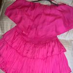Neon Pink Strapless Ruffle Romper Dress Size XS Photo 3