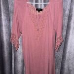 Naïf  1/2 Sleeve Crochet Dress Mauve Pink Rayon Summer Boho Gauze Photo 0