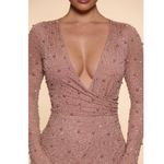 Oh Polly Embellished Wrap Over A-Line Mini Dress in Beige by  size US 6 Photo 1
