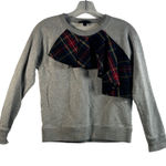 J.Crew  Gray Plaid Ruffle Sweatshirt XXS Long Sleeve Crew Neck Pullover Top Photo 0