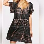 Free People  Barcelona Plaid Mini Dress S Black Copper Shimmer Swing Trapeze Photo 1