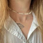 Freshwater Pearl Wire Choker Vintage “Dzia” 15” Rhinestone Crystal Minimal White Photo 0