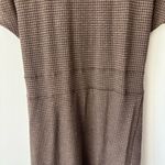 Toad&Co Brown Houndstooth Mini Wrap Dress Short Sleeve Scoop Neck Tie Waist Size XL Photo 4
