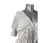 Dizzy Lizzy White Baby Doll Top Crop Large Flutter Sleeve Boho Allover Print Photo 3