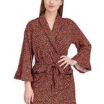 NEW Room Service Intimates Red Black Animal Print Super Soft & Cozy Robe S/M Photo 1