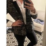 BADGLEY MISCHKA Grey Black Printed Floral 100% Cotton Fitted Charlie Blazer XL Photo 9