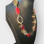 White House | Black Market WHBM Faux Druzy and Red Stone Necklace Photo 1