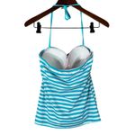 Lime Ricki NWT  Bandeau Pool Stripe Tankini Top Blue Aqua White Size M Medium New Photo 1