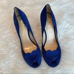 Kate Spade Heels | New York Dreamer Blue Suede Heart Peep Toe Pumps Size 8 1/2 B Photo 1