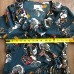 Anthropologie Anthro Everleigh Dark Green Blue Floral V Neck Ruffle Wrap Long Sleeve M Photo 9