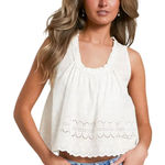 Free People  Clean Ivory Marina Eyelet Embroidered Tank Top Blouse Women XL NWT Photo 0