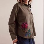 Free People New We The Free by Velvet Roses Green Utility Military Shirt Top Photo 1