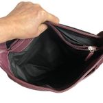 Levenger Shoulder Bag Large Medium Maroon Burgundy Fold Over Chic Purse Saddle Photo 8