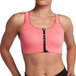 Nike Dri Fit Shape high support padded front zip coral sports bra size S small Photo 1