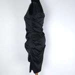 Betsy and Adam Black Satin Cocktail Dress Photo 3