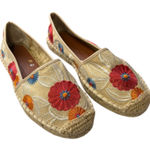 Floral Boho Floral Jute Womens Embroidered Espadrille Flats Tan Size 9 Photo 0