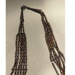 Vintage Boho Layered Stacked Noodle Beaded Copper Necklace Brown Photo 5