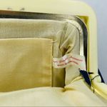 Vintage roger gimbel accessories clutch purse blue w/ plastic floral trim bag Photo 1