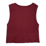 Maroon Crop Top Tank Top Ribbed Scoop V Neck Line Fitted Red Photo 3