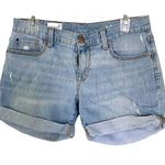 Gap 1969 Boyfriend Mid Rise Blue Denim Jean Cuffed Shorts Size 27 Photo 0