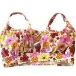 California Sunshine  Bikini Top Shirred Tie Keyhole Floral Butterfly White 1X Photo 2