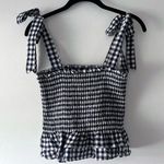SheIn Gingham Peplum Tank Top Navy and White Photo 0