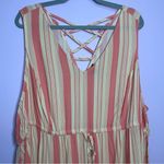 Torrid Tank Top Orange Stripe Longline Handkerchief Babydoll Lace Up Rayon 4x Photo 2