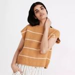 Madewell  Mustard striped Boatneck Button Back 100% cotton sweater size small Photo 1