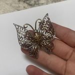 Avon Vintage Silver & Gold Tone Two Tone Blue Eye Butterfly Pin Brooch Photo 2