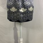 CAbi Silk Chantilly Lace Black White Silver Blouse Top Size Small Photo 9