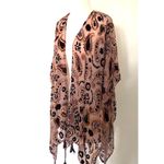 Japna  Velvet Burnout Floral Paisley Cape Shawl Tassel Fringe Kimono Boho Chic M Photo 2