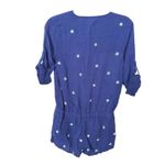 Cloth & Stone Anthropologie  Star Wrap Romper XS Navy Blue Boho Celestial Preppy Photo 6