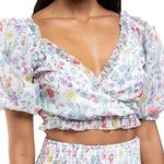 Saylor  Floral Teryn Print crop puff sleeve floral smocked back top size XS Photo 0