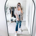 Halogen Nordstrom 100% Cashmere Oatmeal Open Short Sleeve Cardigan Photo 4