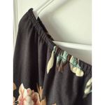 Black Floral Off Shoulder Ruched Side Flutter Boho Blouse Medium Top Shirt Rose Photo 5