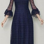BHLDN Talbot‎ Runhof Navy Blue Lace Long Sleeve Dress Photo 0