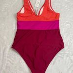 Cupshe  Colorblock Keyhole One Piece Swimsuit Womens Size XL Neon Pink Orange NEW Photo 11