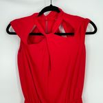 BCBGMAXAZRIA  Women's Red Sleeveless‎ Cut-Out Shoulder Detail Jumpsuit Size XS Photo 8