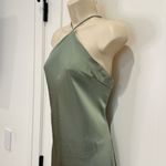 Billy J Chiara Maxi Dress Satin Halter Lace Up Open Back Green Size 8 Bridesmaid Photo 6