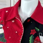 Take Two‎ Vtg Wool Felt Patchwork Winter Christmas Jacket Colorblock Large Red Photo 8