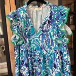 Umgee  maxi dress lilly Pulitzer print watercolor ruffle short sleeve tiered Photo 2