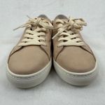 Soludos Women's Ibiza Sneakers Leather Tan White Accent Lace Up Casual Shoes 9.5 Photo 1
