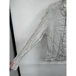 Pull & Bear  100% Linen Striped‎ Button Front Shirt Women Medium Ivory Minimalist Photo 4