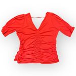 DKNY Ruched Puff Shoulder Top In Flame Women’ Size Large NWT Photo 1