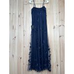 NWT Lulus Abundant Charm Navy Blue 3D Floral Applique Maxi Dress Cocktail Size S Photo 5