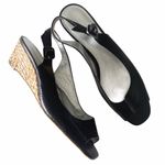 Banana Republic š¤ Leather Peep Toe Slingback Sandals Straw Espadrilles š¤ Black Photo 14